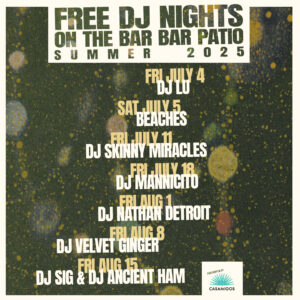 The DJ Schedule for Bar Bar